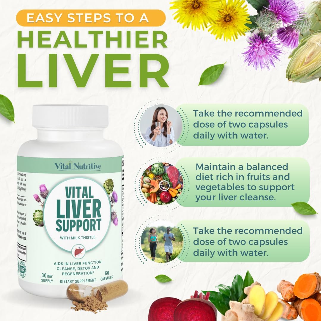 Premium Liver Support Supplement with Milk Thistle - Vital Nutritive Liver Cleanse Formula for Healthy Liver Function