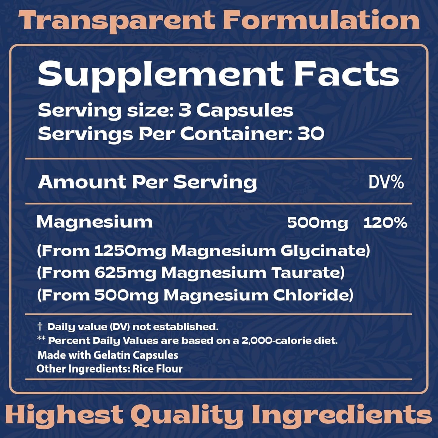 Premium Local Nutrition Triple Magnesium Complex 500mg Supplement - Chelated Magnesium Blend for High Absorption - 90 Capsules, Made in USA