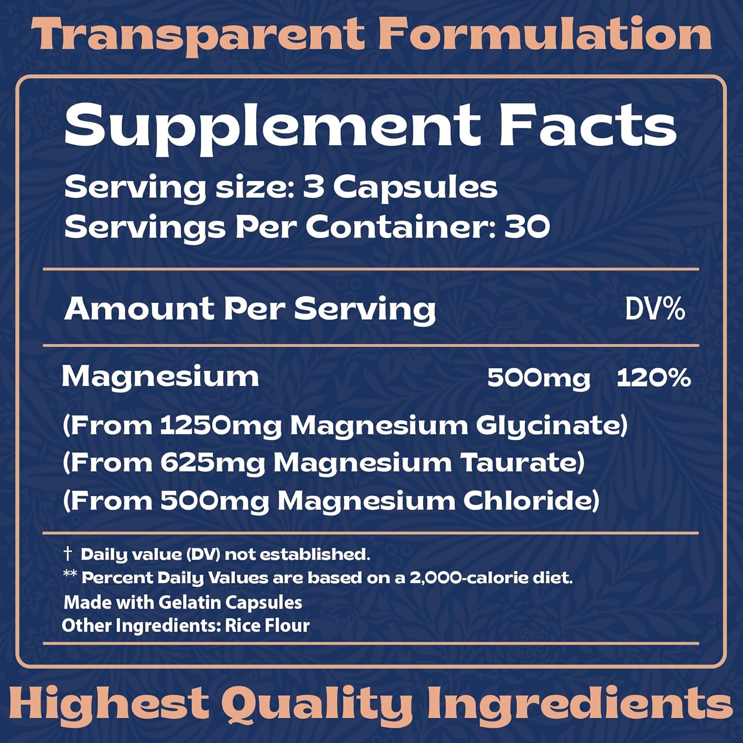 Premium Local Nutrition Triple Magnesium Complex 500mg Supplement - Chelated Magnesium Blend for High Absorption - 90 Capsules, Made in USA