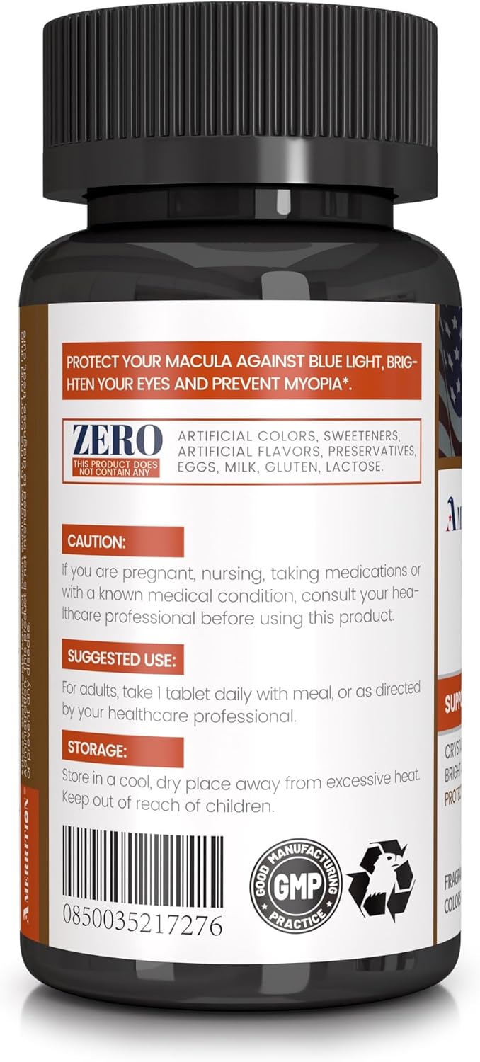 Premium Lutein and Zeaxanthin Eye Health Supplement for Vision Support - Natural Eye Vitamin Tablets - 60ct Bottle - Non-GMO and Gluten-Free