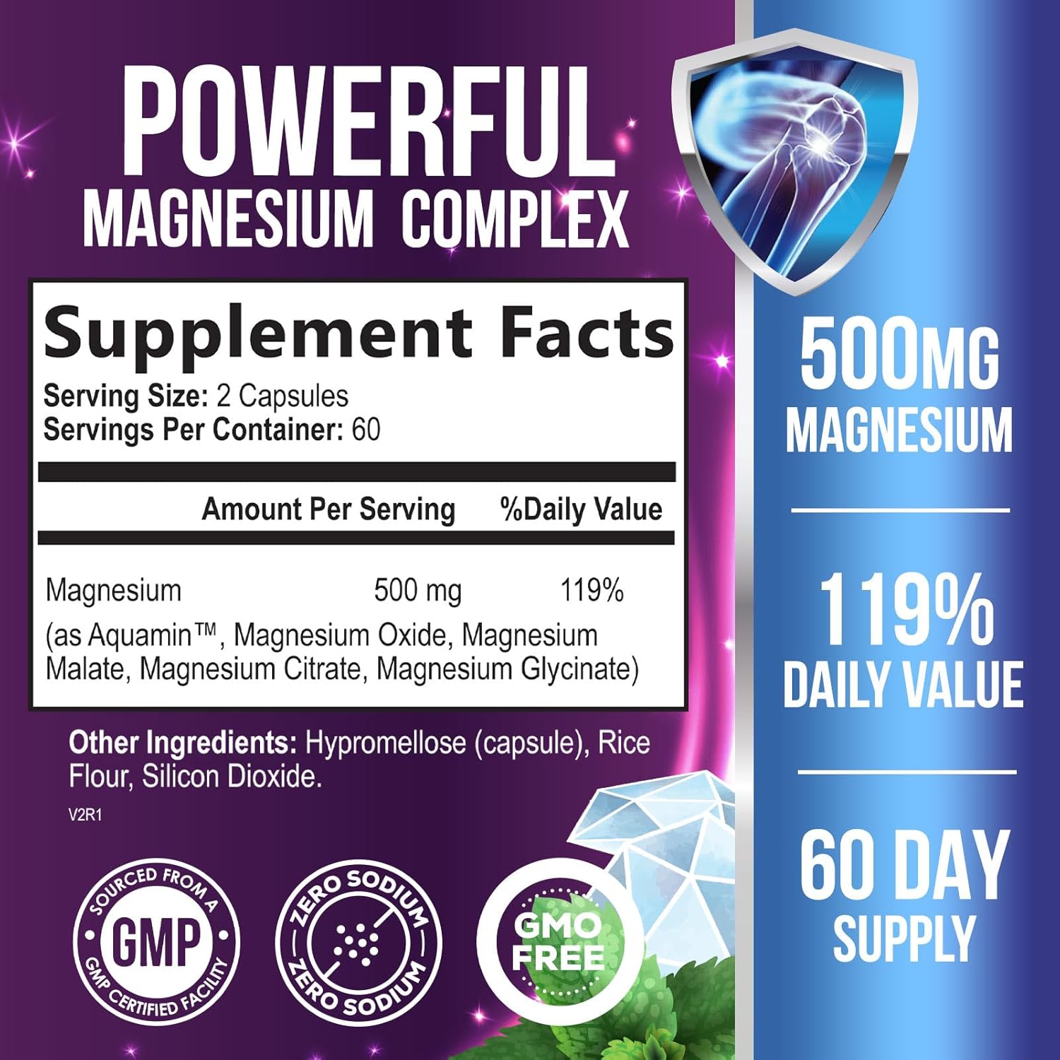 Premium Magnesium Citrate Capsules 500mg - Muscle, Nerve, Bone & Heart Health Support - High Absorption Complex - Gluten Free - Non-GMO - 120 Capsules