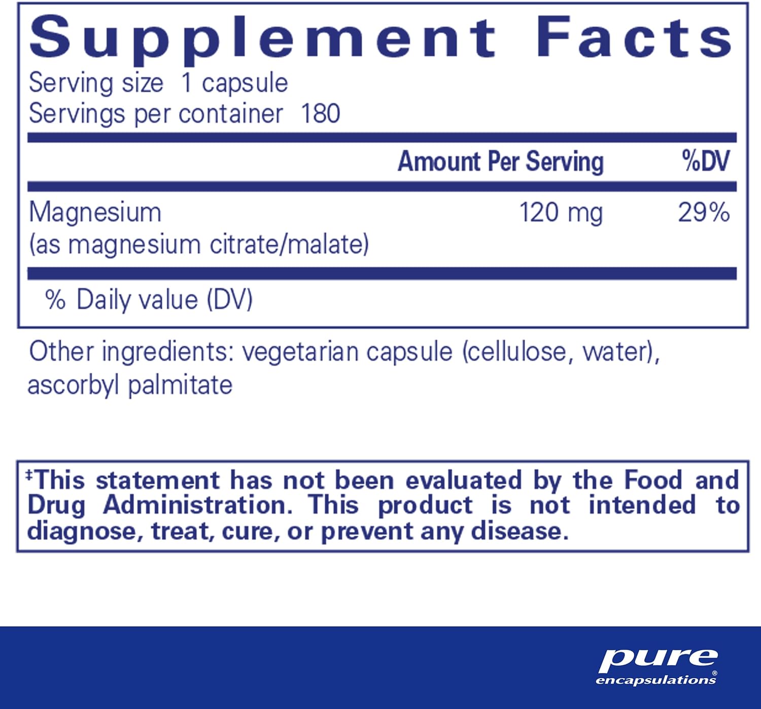 Premium Magnesium Citrate/Malate Supplement for Energy, Bone & Heart Health - 180 Capsules - Supports Nutrient Utilization - Pure Encapsulations