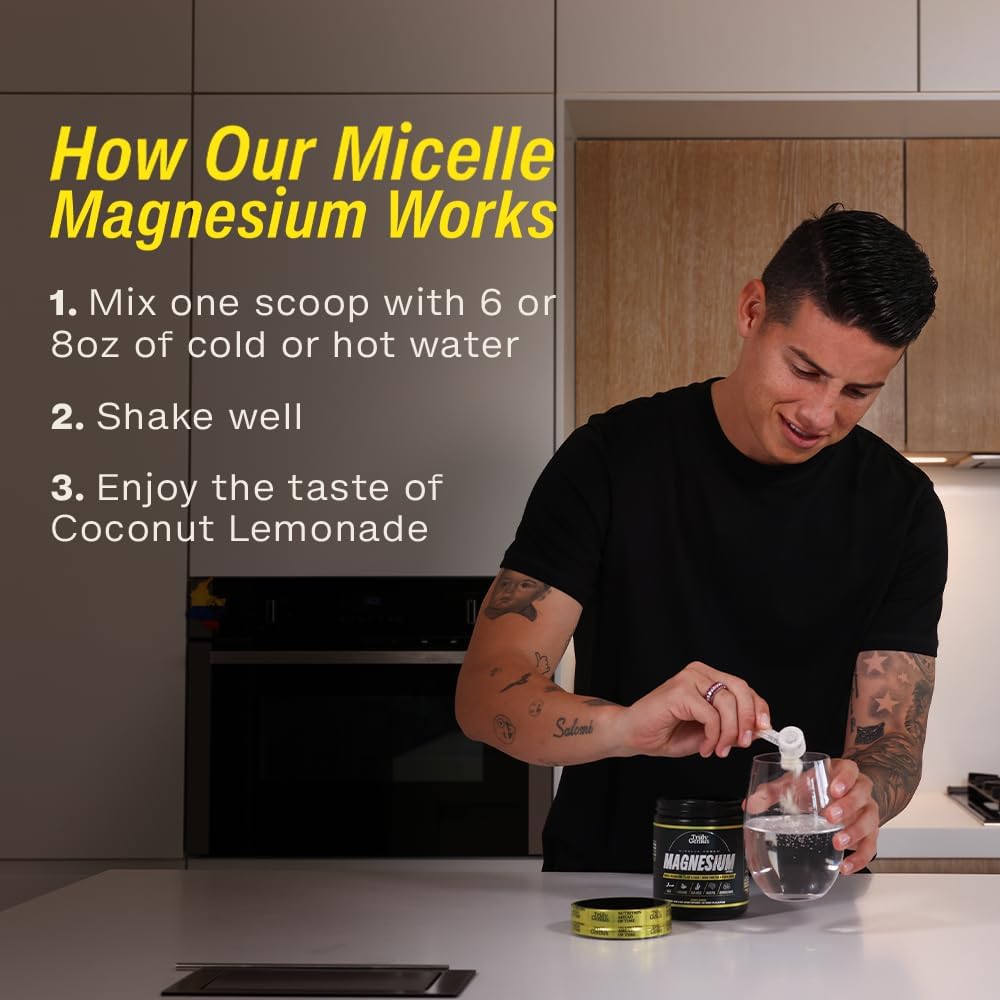 Premium Magnesium Glycinate Powder with L-Theanine, Ashwagandha, Valerian Root for Muscle Repair - High Absorption - 30 Servings - Coconut Lemonade Flavor