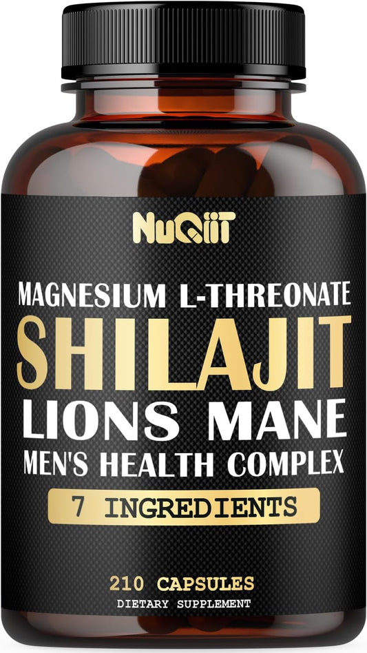 Premium Male's Health Complex Capsules with Magnesium L-Threonate, Lions Mane, Shilajit, Ashwagandha, Maca Root & More - 210 Capsules for Immune, Brain Health, Energy