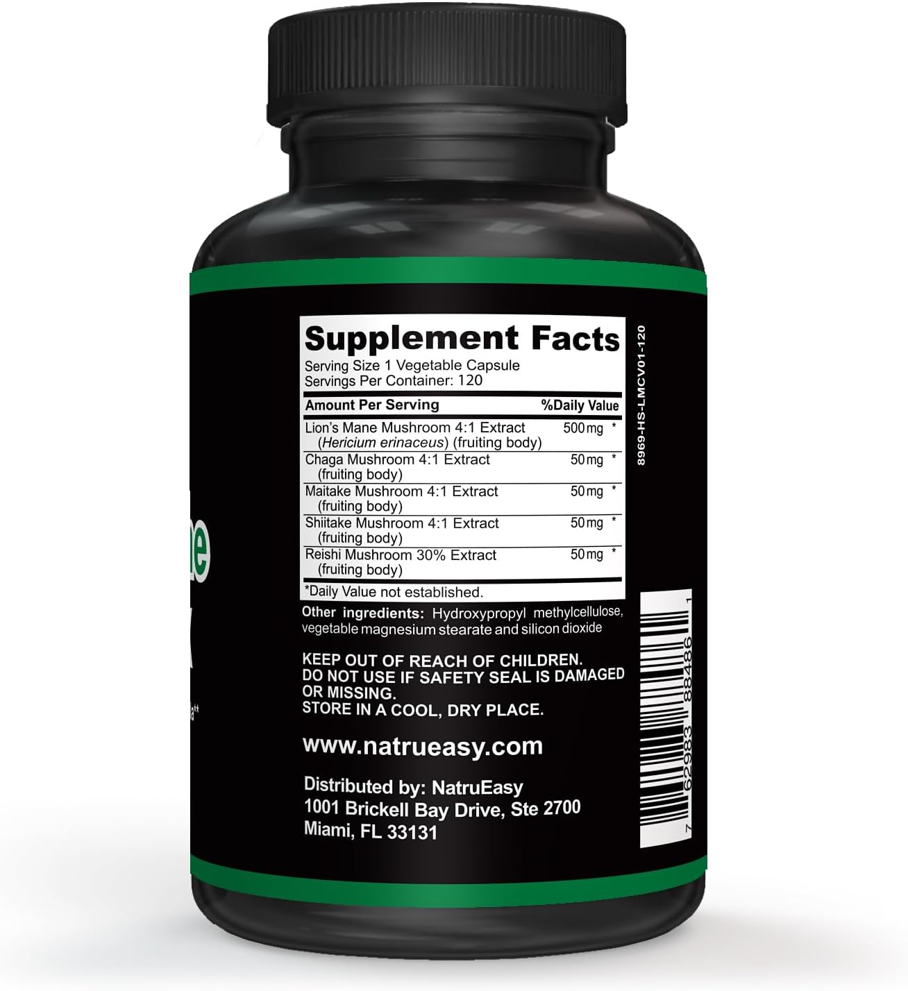 Premium Max Strength 5 in 1 Lion's Mane Complex - Non GMO Formula - 4 Months Supply - Adaptogenic Mushroom Blend - 3rd Party Tested - USA Made