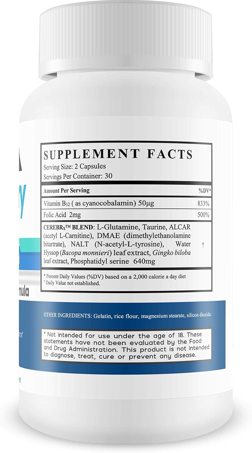 Premium Memory Boosting Supplement with Taurine for Enhanced Mental Endurance and Focus - Natural Nootropic Brain Formula by Silver Fox Supplements