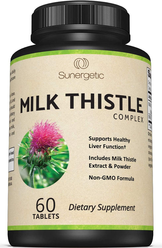 Premium Milk Thistle Complex for Healthy Liver Function - Detox & Cleanse - Powerful Extract & Seed Powder - 60 Tablets