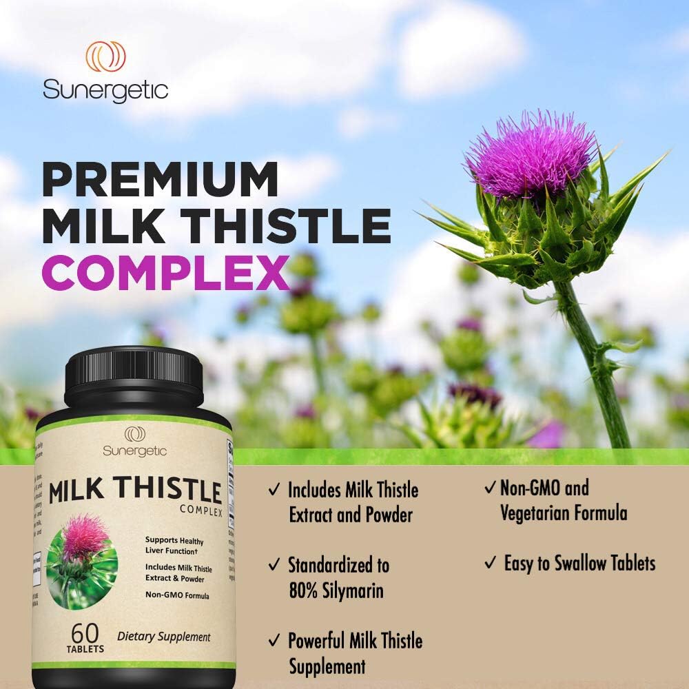 Premium Milk Thistle Complex for Healthy Liver Function - Detox & Cleanse - Powerful Extract & Seed Powder - 60 Tablets