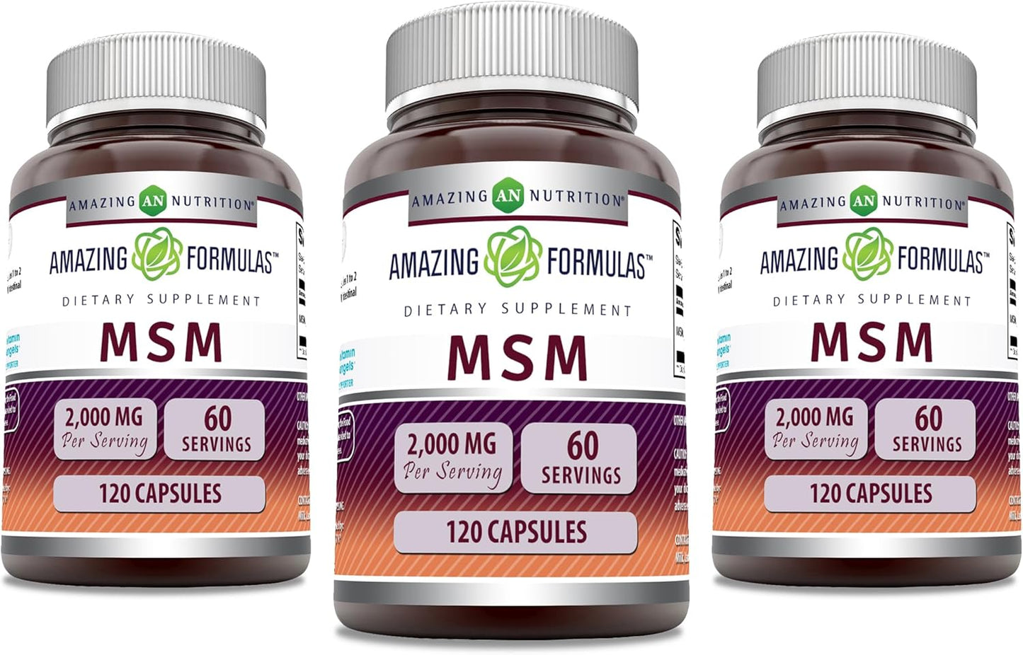 Premium MSM (Methylsulfonylmethane) Supplement | 2000mg Per Serving | Capsules | Non-GMO & Gluten Free | Made in USA | 3 Pack, 120 Count