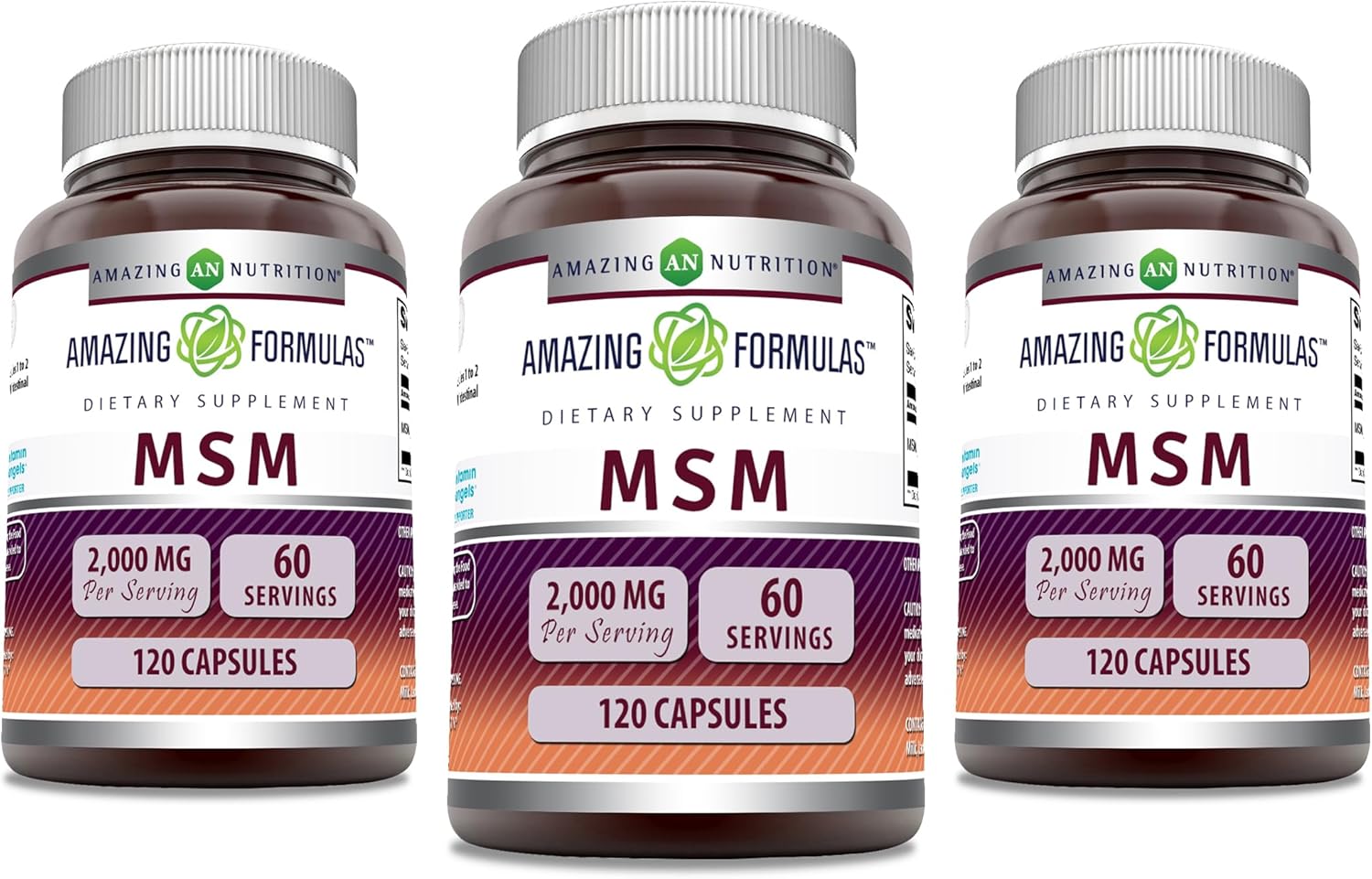 Premium MSM (Methylsulfonylmethane) Supplement | 2000mg Per Serving | Capsules | Non-GMO & Gluten Free | Made in USA | 3 Pack, 120 Count