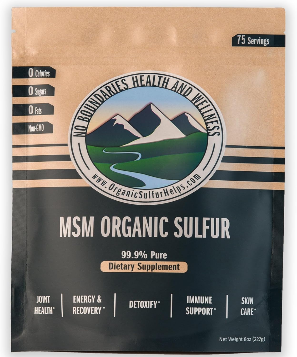 Premium MSM Organic Sulfur Crystals for Joint Pain, Allergies, Skin, Hair & Nails - 99.9% Pure Supplement by No Boundaries Health