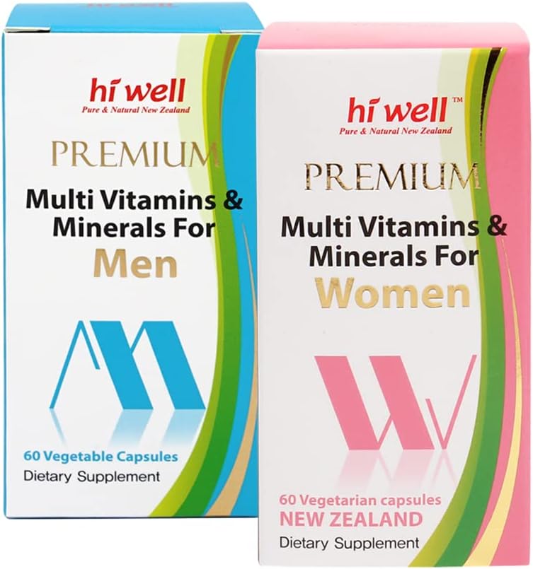 Premium Multi Vitamins & Minerals for Couples - Hi Well Pure & Natural New Zealand Vitamin Pack