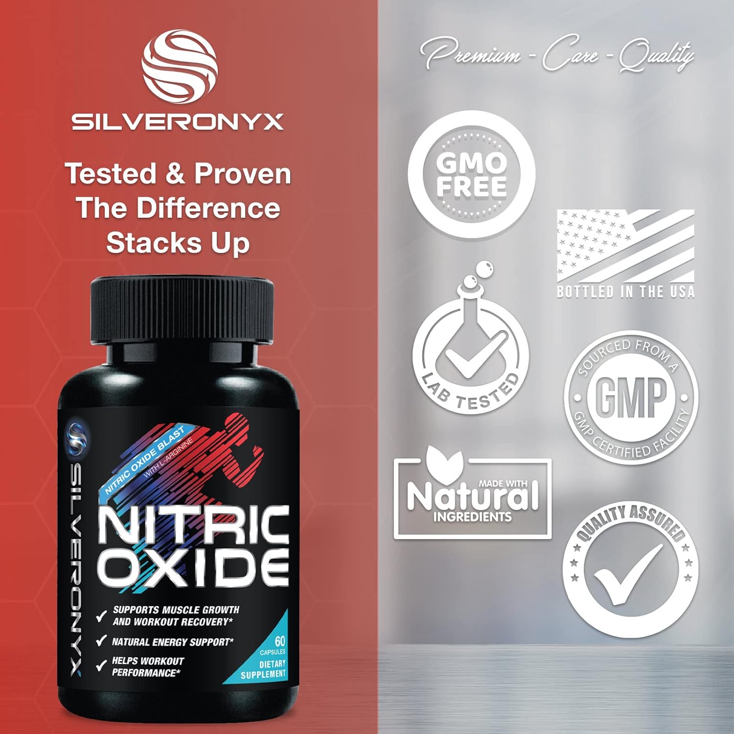 Premium Muscle Supporting Nitric Oxide Supplement - Enhanced Strength & Energy - 60 Capsules