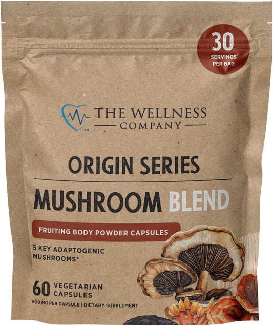 Premium Mushroom Blend Capsules | 60 Count (1 Month Supply) | Reishi, Lion’s Mane, Turkey Tail, Cordyceps, Chaga | Non-GMO, Gluten-Free | Supports Stress, Cognitive Function & Immune Health