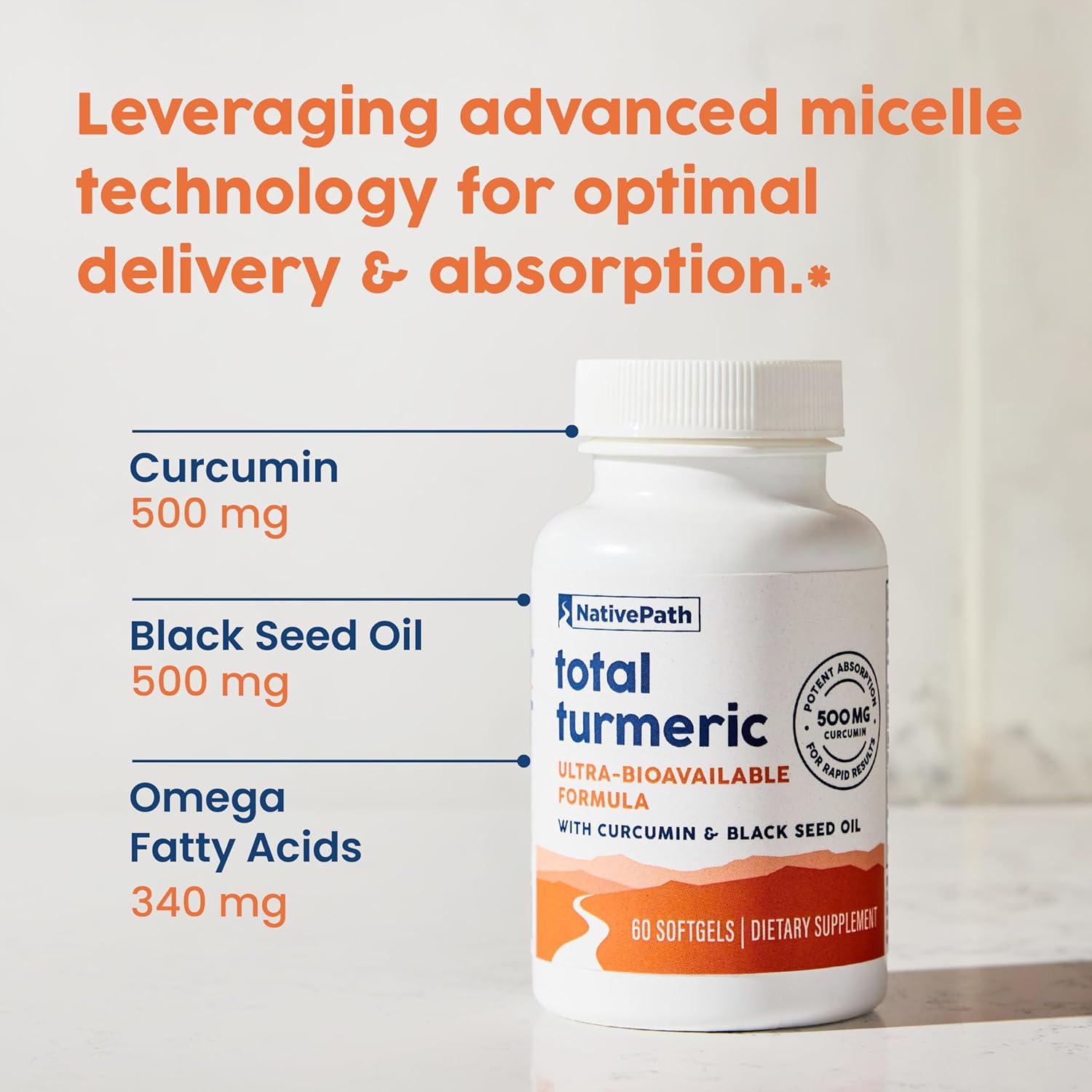 Premium NativePath Turmeric Curcumin Softgels with Black Seed Oil - Advanced Antioxidant & Joint Support - High Absorption Formula - Non-GMO & Gluten-Free - 60 Softgels