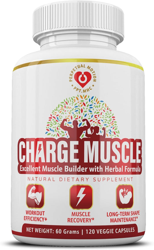 Premium Natural Muscle Support Supplement for Men and Women - Herbal Recovery, Growth, Quality Sleep & Cramp Relief - 120 Veg Caps