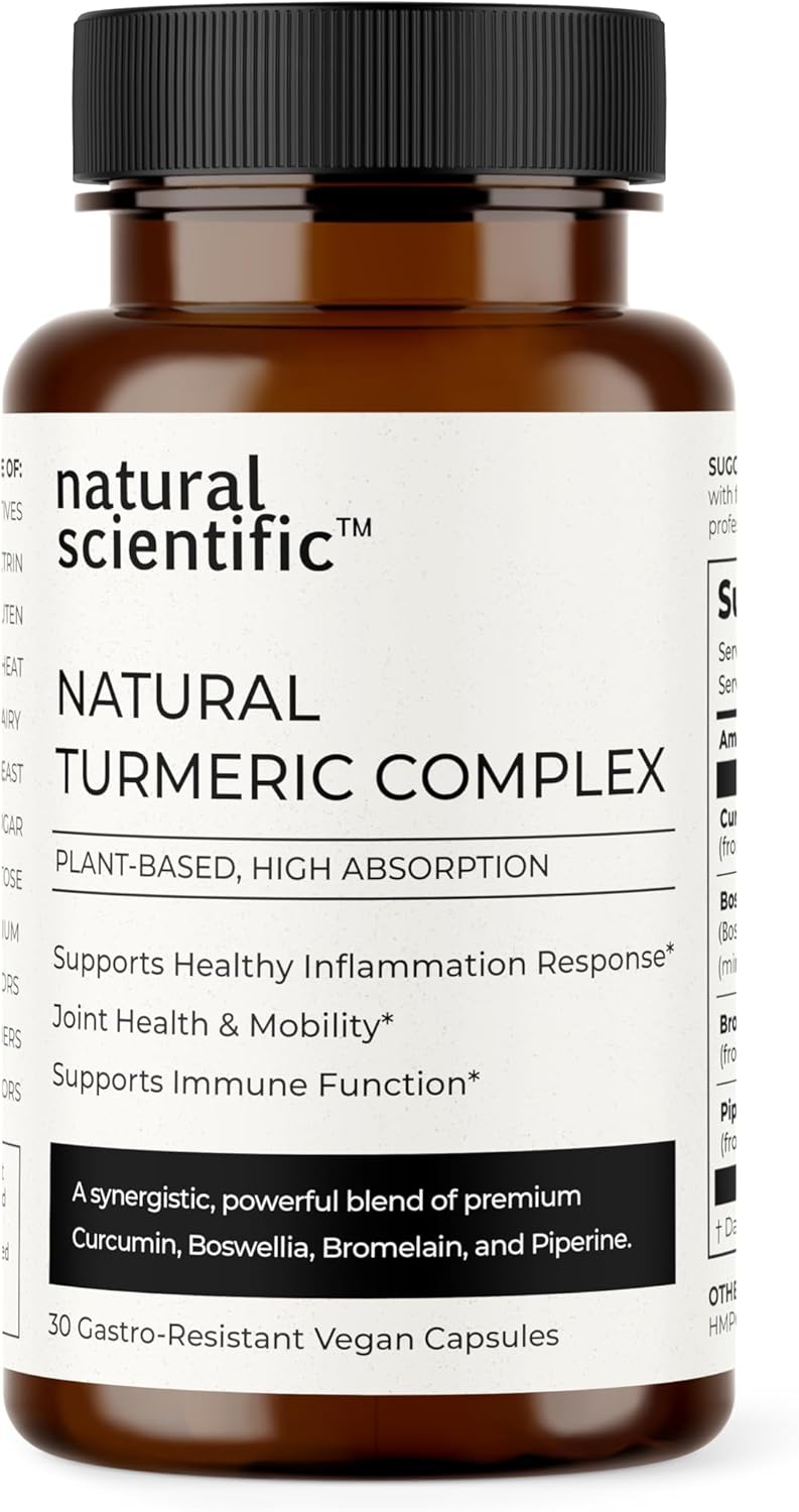 Premium Natural Scientific Turmeric Supplement with Curcumin and Piperine - 30 Capsules - Dietary Aid