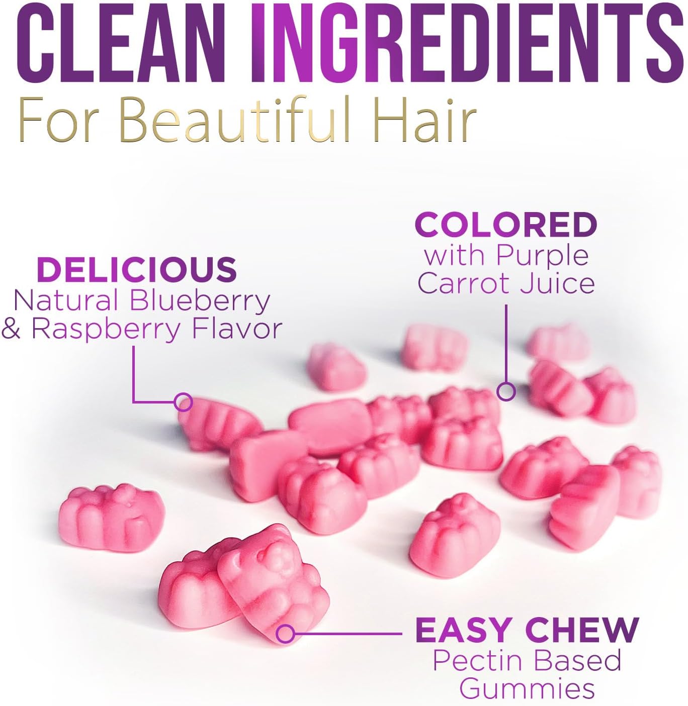 Premium Nature's Choice Biotin Gummies 5000 mcg for Hair Growth & Skin - 60 Vegetarian Gummy Bears with Vitamin E & C, Non-GMO Hair Vitamins Supplement