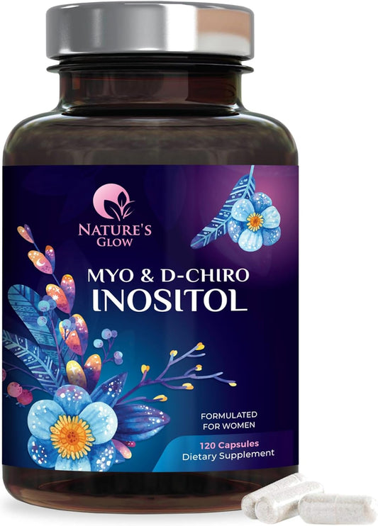 Premium Nature's Glow Myo-Inositol & D-Chiro Inositol Supplement - 40:1 Ratio for Natural Balance & Ovarian Health - 120 Capsules