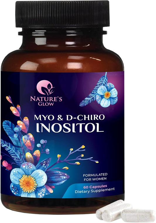 Premium Nature's Glow Myo Inositol & D Chiro Inositol Supplement - 40:1 Ratio for Natural Balance & Ovarian Health Support - 60 Capsules