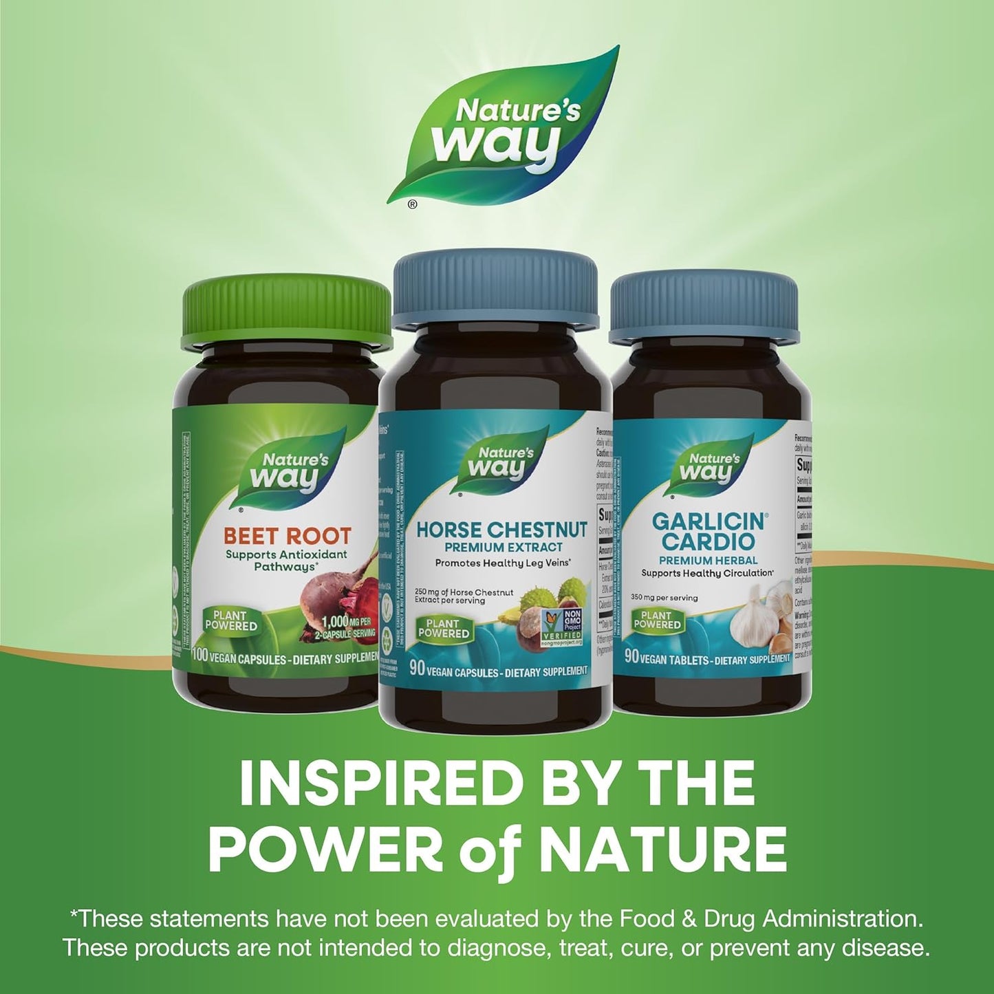 Premium Nature's Way Horse Chestnut Extract Capsules - Supports Healthy Leg Veins, 250mg, Vegan, 90ct