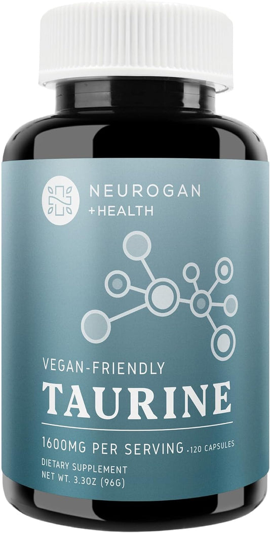 Premium Neurogan Taurine Capsules for Heart, Liver, and Brain Health - 1600mg Per Serving, 120 Vegan Capsules - Supports Longevity and Muscle Function