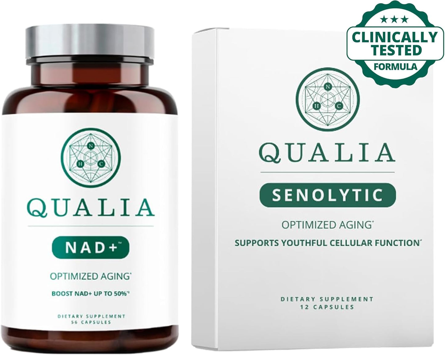 Premium Neurohacker Collective Bundle: Qualia NAD+ & Qualia Senolytic Supplements, Boost NAD+ Levels for Anti-Aging Support