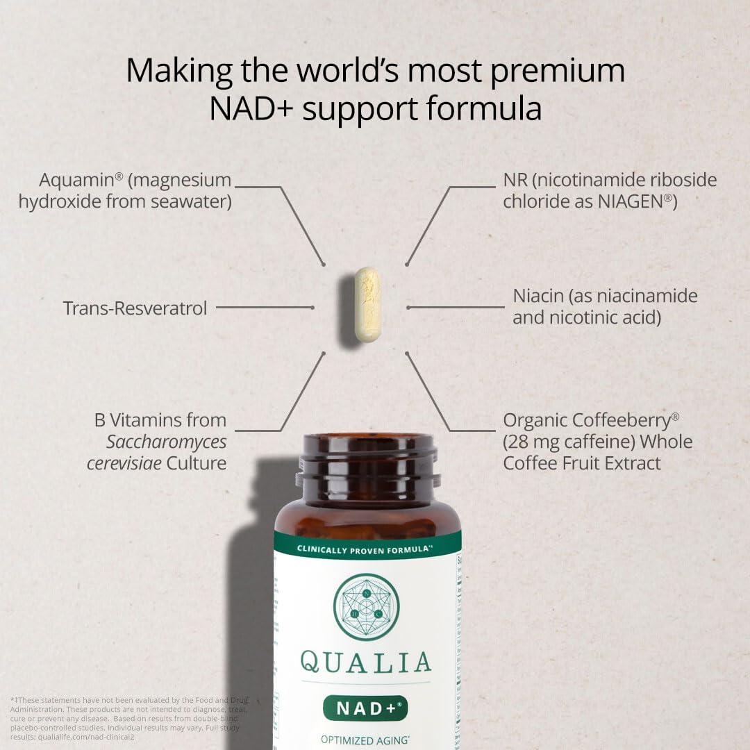 Premium Neurohacker Collective Bundle: Qualia NAD+ & Qualia Senolytic Supplements, Boost NAD+ Levels for Anti-Aging Support