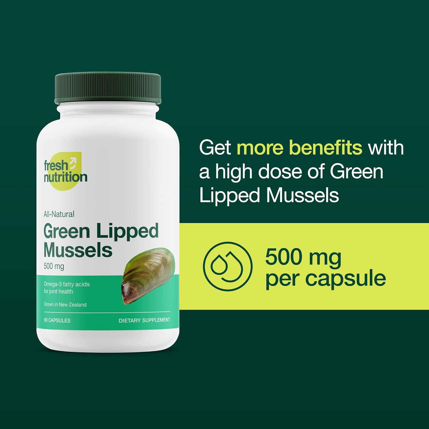 Premium New Zealand Green Lipped Mussel Capsules - DNA Verified & Potent Omega Supplement for Joint Health - 90 Capsules