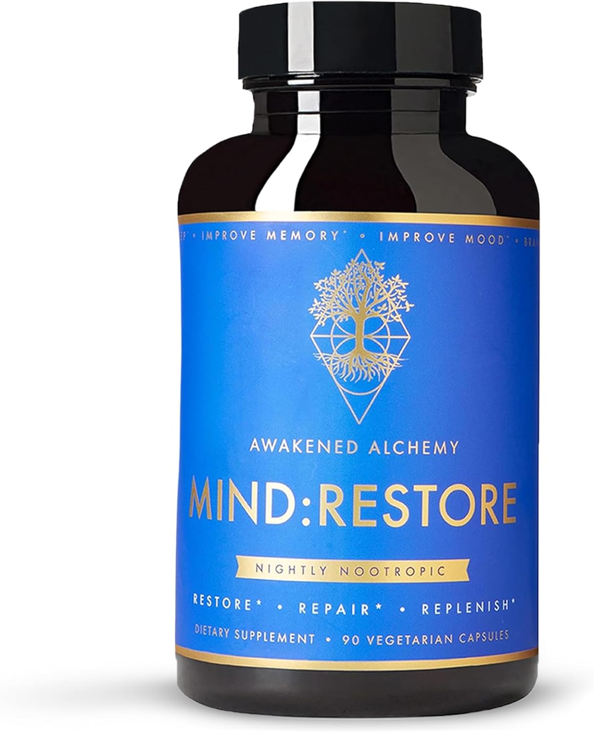 Premium Nighttime Nootropic Supplement for Restorative Sleep with Natural Brain Nutrition - 90 Count
