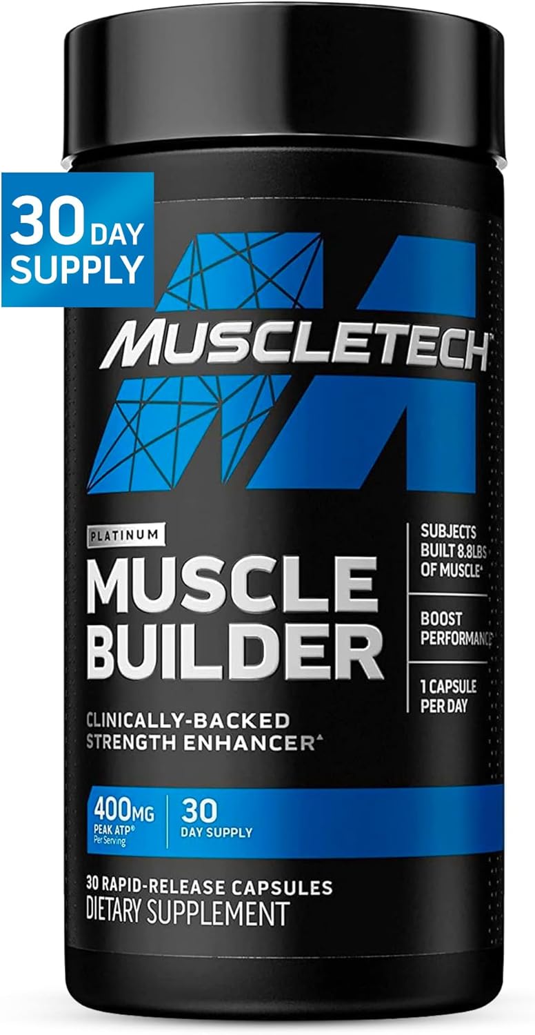 Premium Nitric Oxide Booster Supplement for Muscle Gain & Performance - 30 Capsules, 400mg Peak ATP - Men & Women's Muscle Builder