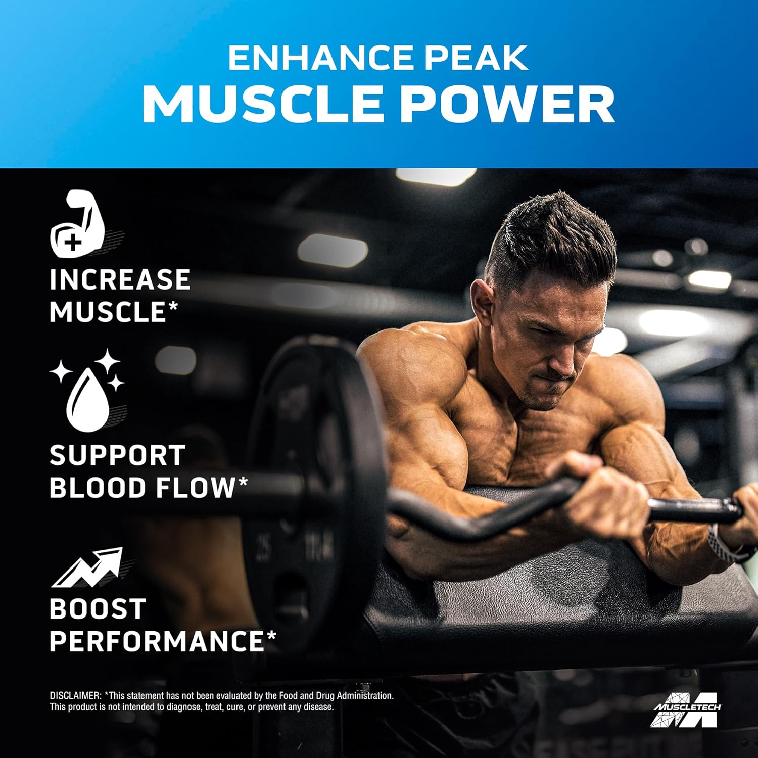 Premium Nitric Oxide Booster Supplement for Muscle Gain & Performance - 30 Capsules, 400mg Peak ATP - Men & Women's Muscle Builder