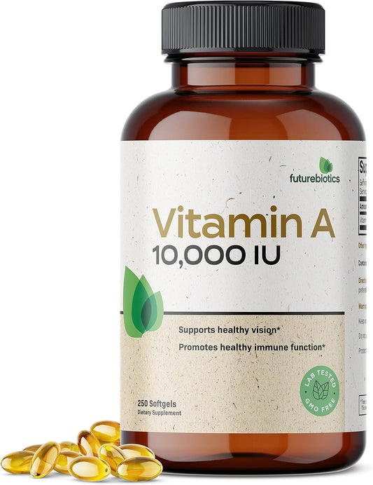 Premium Non-GMO Vitamin A 10,000 IU Softgels for Healthy Vision, Immune System, Growth & Reproduction - 250 Count
