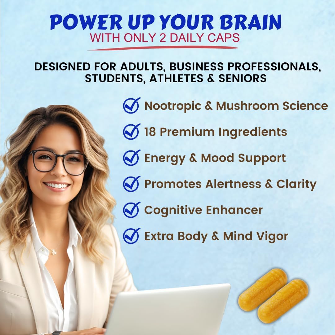 Premium Nootropic Brain Supplement for Memory, Focus, and Cognitive Performance - Boost Energy, Mental Clarity, and Vigor - With Shilajit, Alpha Choline, Lion's Mane, Bacopa, and More