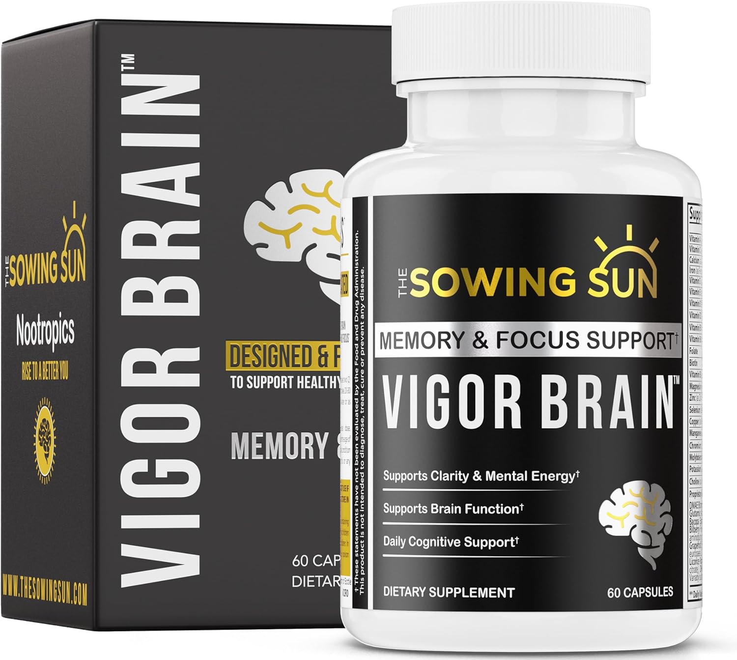 Premium Nootropic Supplement for Concentration, Brain & Memory Support - 40 Unique Ingredients including DMAE, Choline & Bacopa Monnieri