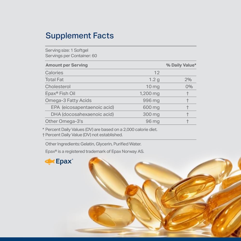 Premium Norwegian Omega 3 Fish Oil & Probiotic Blend - Brain, Heart, Gut Health | 1200mg EPA/DHA & 10-Strain Probiotic | Joint, Skin, Digestive Support | 60 Servings