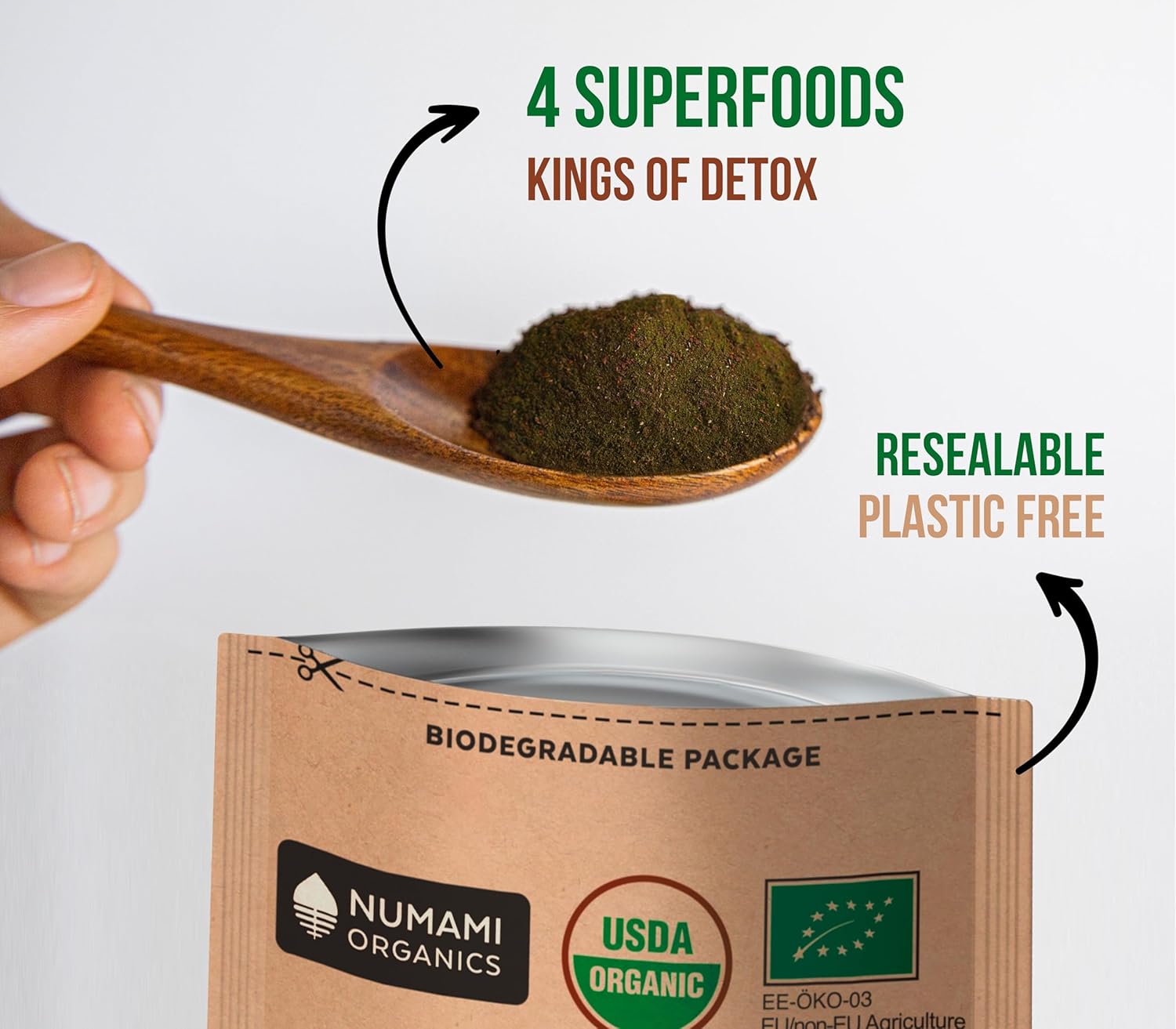 Premium Numami Organic Blueberry Detox Smoothie Powder with Spirulina, Dulse, and Barley Grass Juice - Superfood from Europe