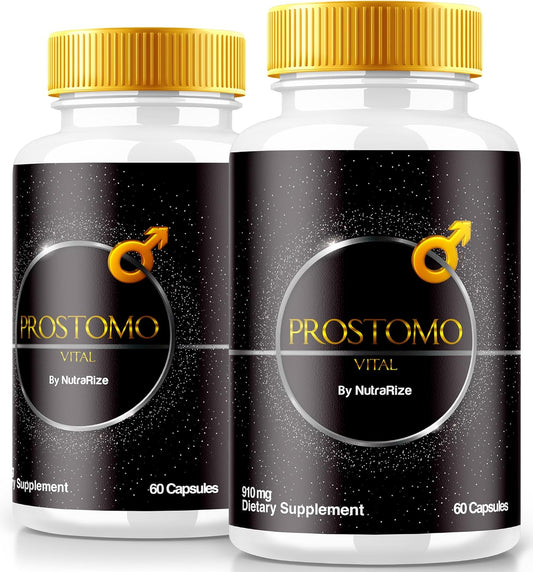 Premium NutraRize Prostomo Capsules (2 Pack) - Official Formula for Prostate Health, All Natural Supplement for Wellness & Control - 120 Capsules