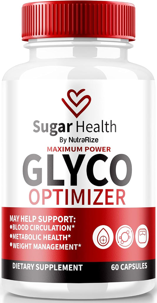 Premium NutraRize Sugar Health Glyco Optimizer Capsules - Natural Blood Sugar Support Supplement for Overall Wellness - 60 Capsules