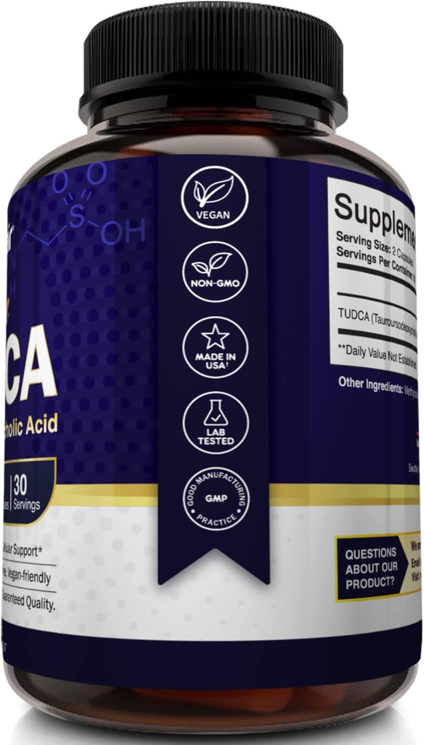 Premium NutriFlair TUDCA 1000mg Capsules for Liver, Kidney, Gallbladder Support - Non-GMO, Gluten-Free Detox & Cleanse Supplement - Made in USA