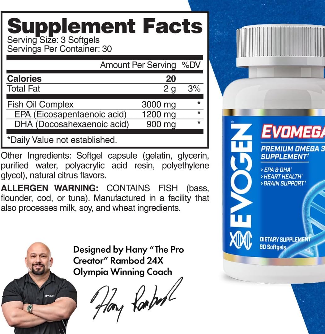 Premium Omega-3 Fish Oil Supplement for Overall Wellness with EPA & DHA - 90 Softgels
