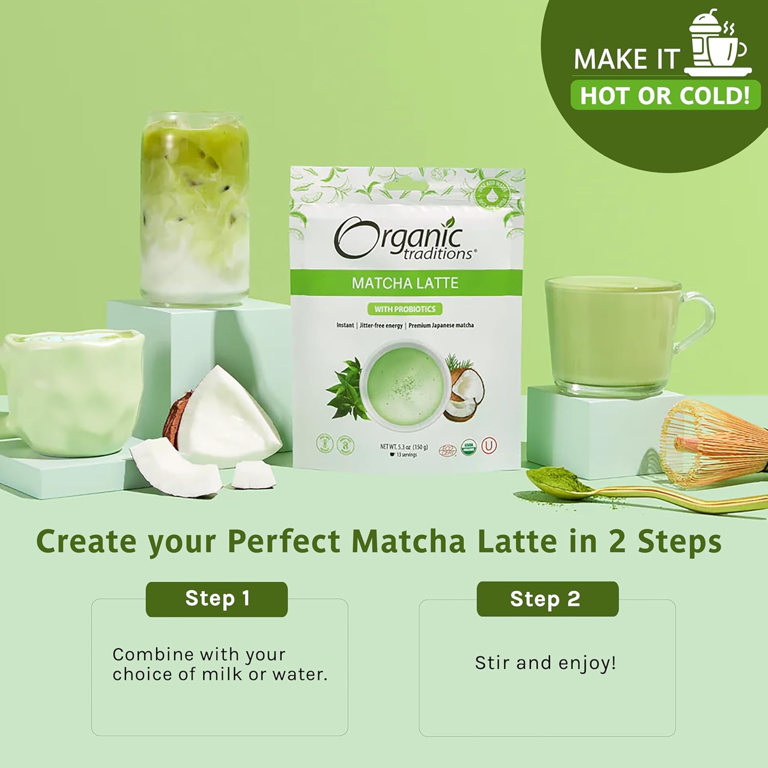 Premium Organic Japanese Matcha Latte Green Tea Powder | 150g Bag | Sustainably Sourced from Japan