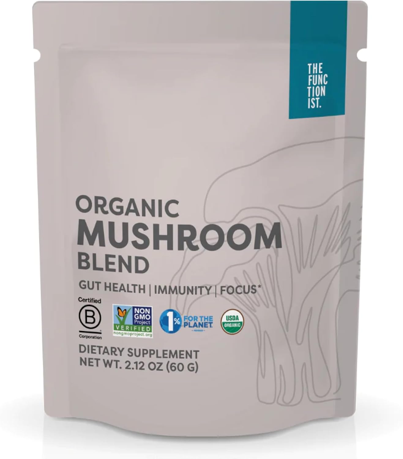Premium Organic Mushroom Blend Supplement Powder - 10 Mushroom Mix for Gut Health & Energy Boost - Vegan & Kosher - 2.12 Oz