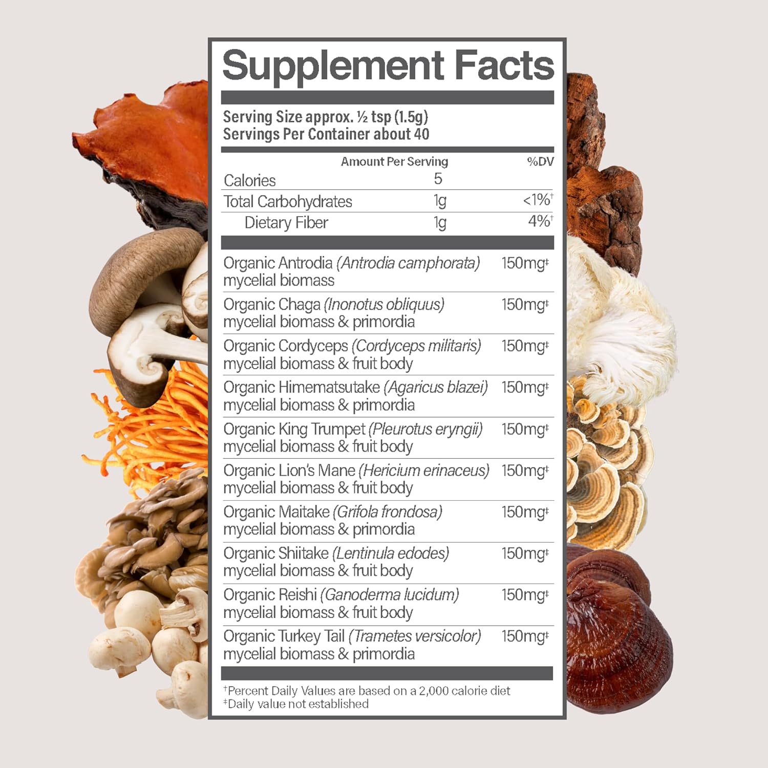 Premium Organic Mushroom Blend Supplement Powder - 10 Mushroom Mix for Gut Health & Energy Boost - Vegan & Kosher - 2.12 Oz