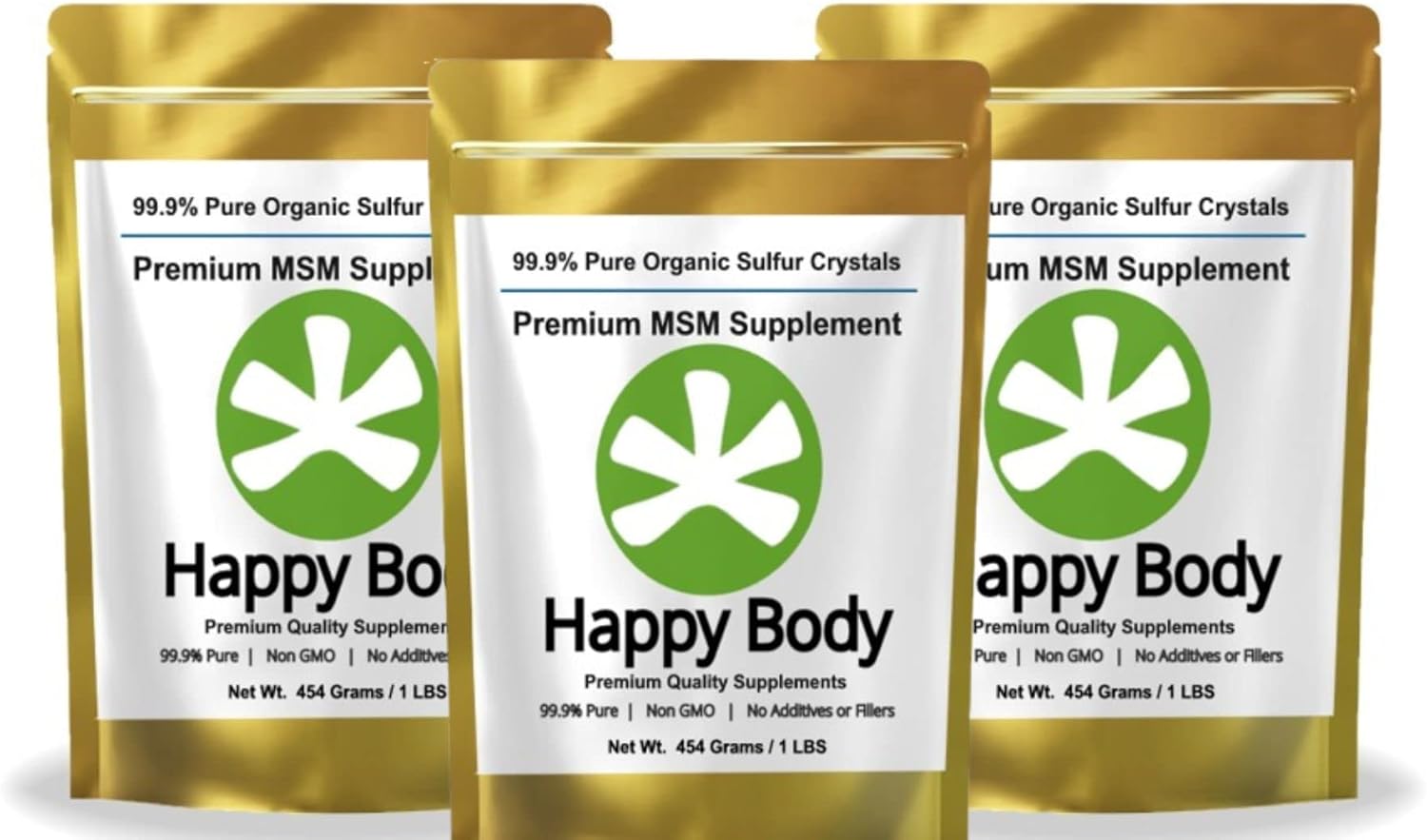 Premium Organic Sulfur Crystals - 99.9% Pure MSM Supplement - 3 Pack of 1 lb Bags