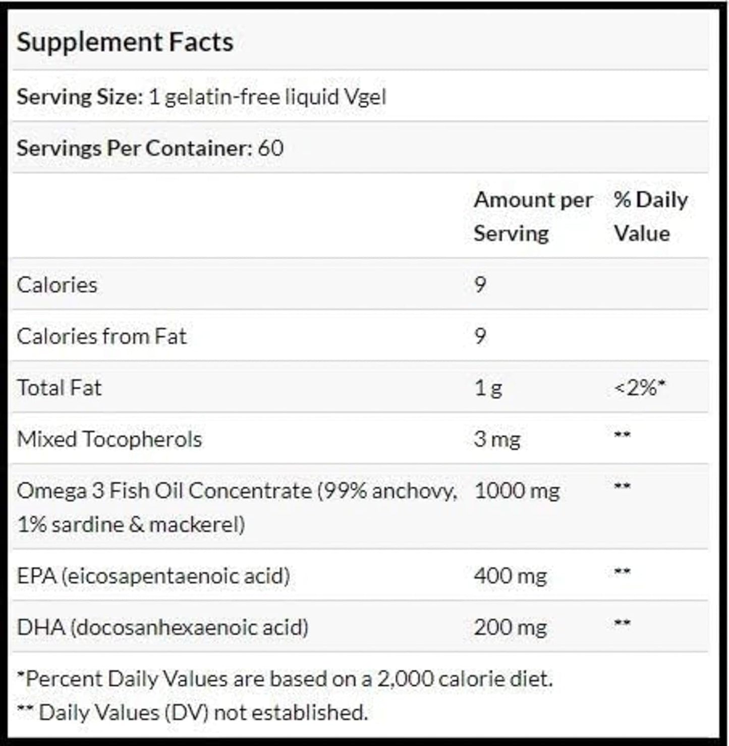 Premium Paradise Herbs Omega-3 Concentrate, DHA, EPA, Vegan, Non-GMO, Gluten-Free Softgels - 60 Count