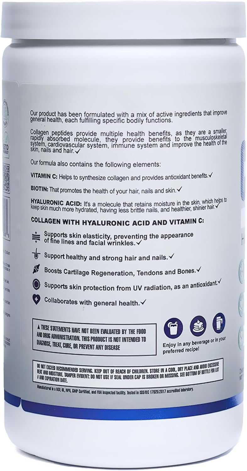 Premium Pharmaplant Collagen Hydrolyzed Multi Powder with Hyaluronic Acid, Biotin, and Vitamin C - Supports Skin, Hair, Nails, and Joint Health - Grass-Fed, GMO-Free, Keto Friendly - 330g