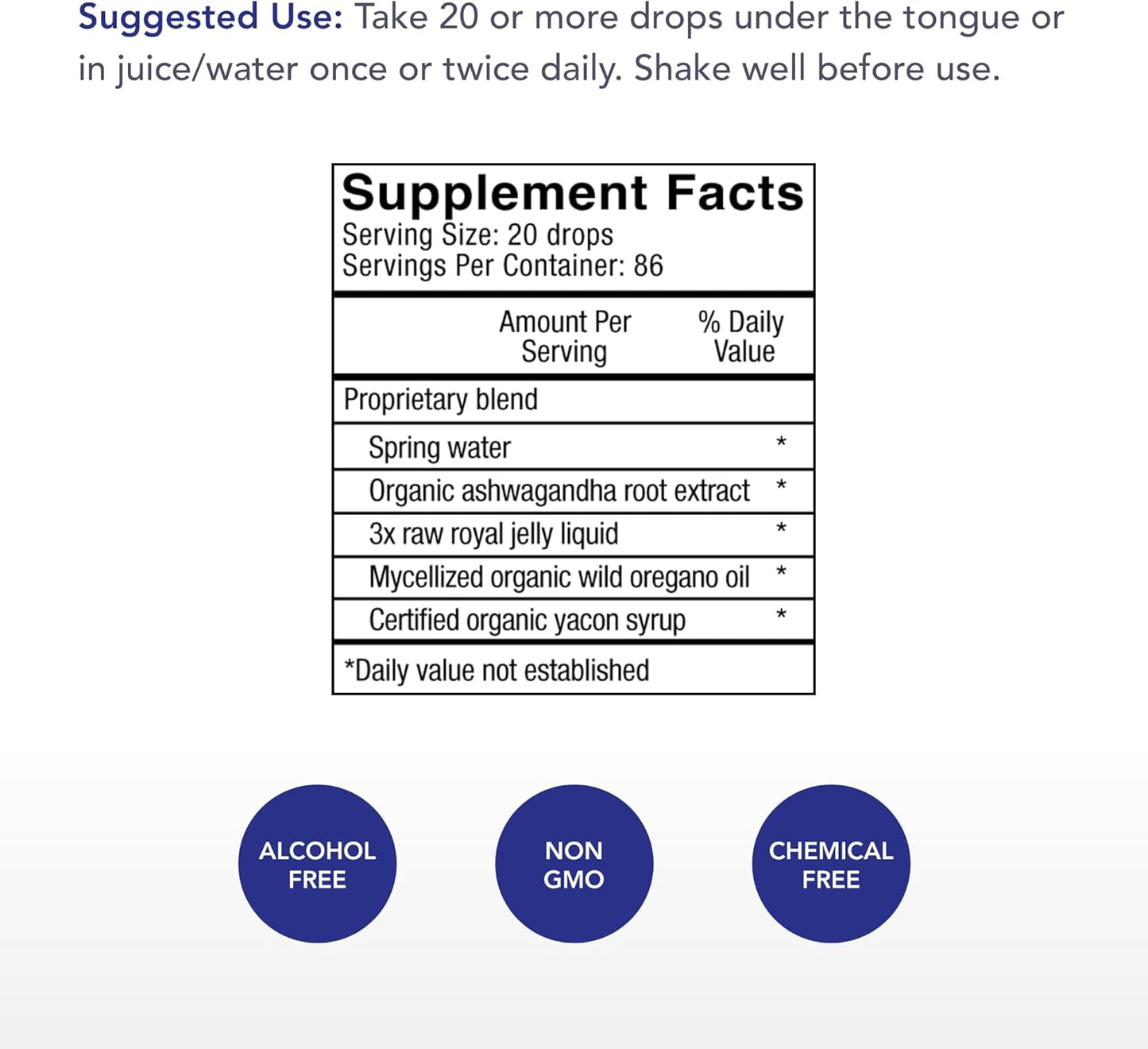 Premium Physician's Strength Wild Ashwagandha Root Extract - Boosts Energy & Supports Overall Health - 86 Servings - 2 fl oz