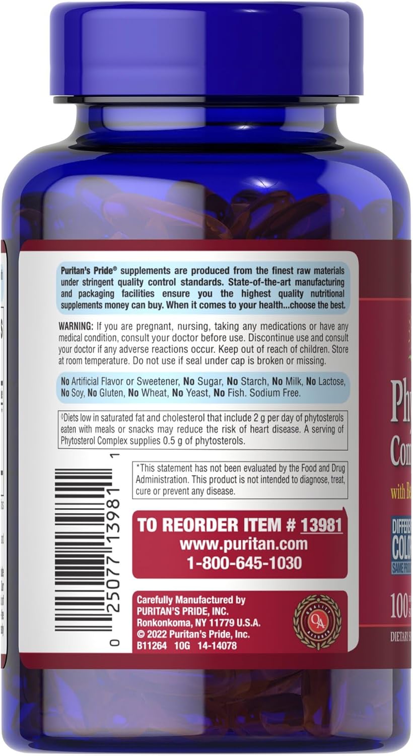 Premium Phytosterol Complex 1000mg with Beta Sitosterol - Heart Health & Cholesterol Support - 100 Softgels
