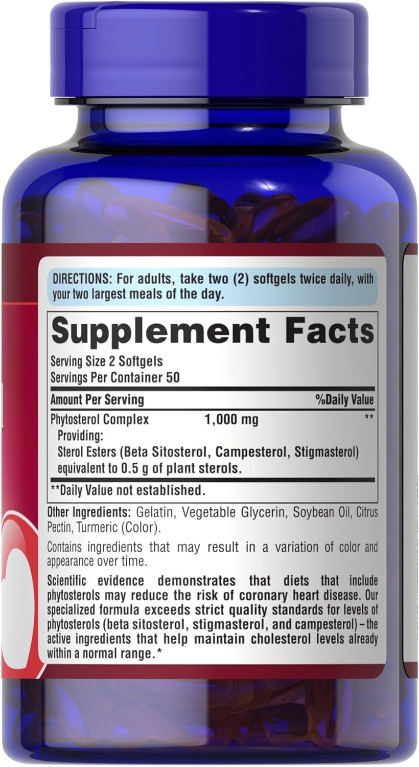 Premium Phytosterol Complex 1000mg with Beta Sitosterol - Heart Health & Cholesterol Support - 100 Softgels